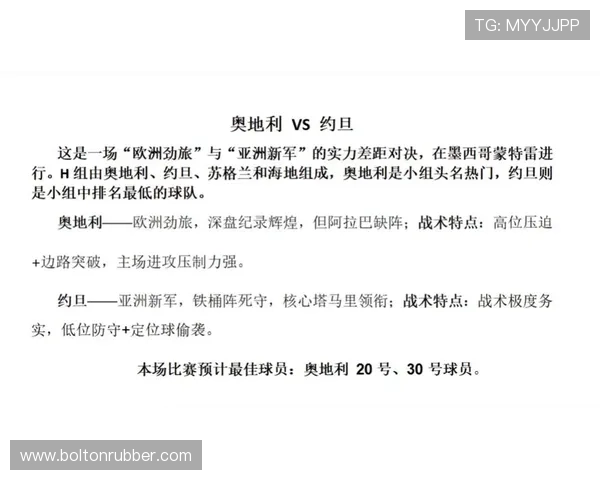 2026年世界杯奥地利对阵约旦比赛全场在线直播高清回放与赛前分析